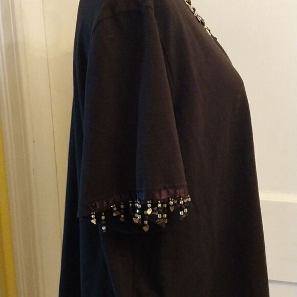 Women Basic Edition Black Embellished Brown Top Size 3XL - Picture 8 of 15